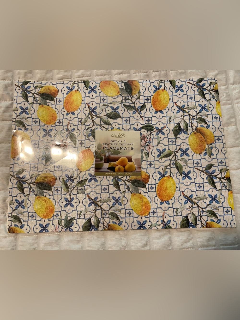 Colordrift Set of 4 Leather Texture Placemats - Lemons